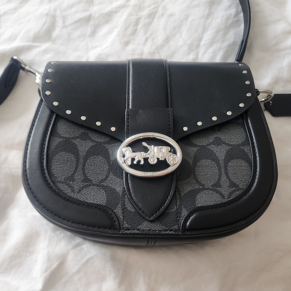 Coach Morgan Saddle Bag in Signature Canvas with Rivets